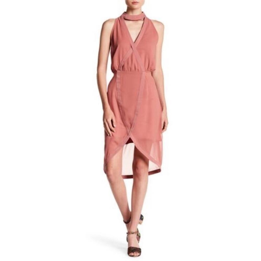 Keepsake Curious pink sheer overlay layer cutout sleeveless dress size Large NWT